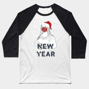 Funny Santa Mona Lisa Baseball T-Shirt